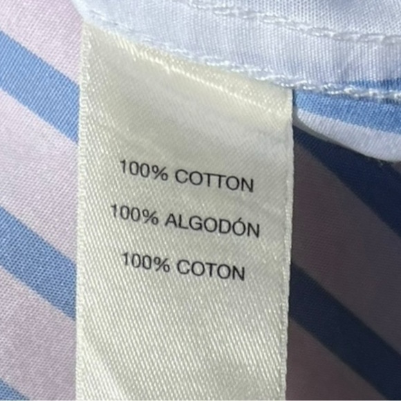 🌻Chico's Blue & White Striped No-Iron Collared Button-Down Shirt Size Small - Picture 12 of 12